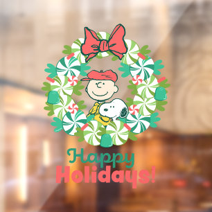 Vinilos Para Cristales Felices fiestas Candy Wreath de menta