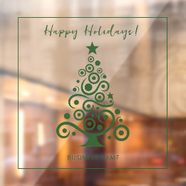 Vinilos Para Cristales Felices Fiestas Decoración Verde de Árbol de Navid