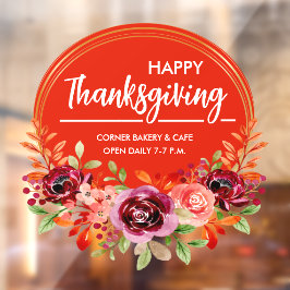 Vinilos Para Cristales Feliciz Día de Acción de Gracias Corona Floral Adh