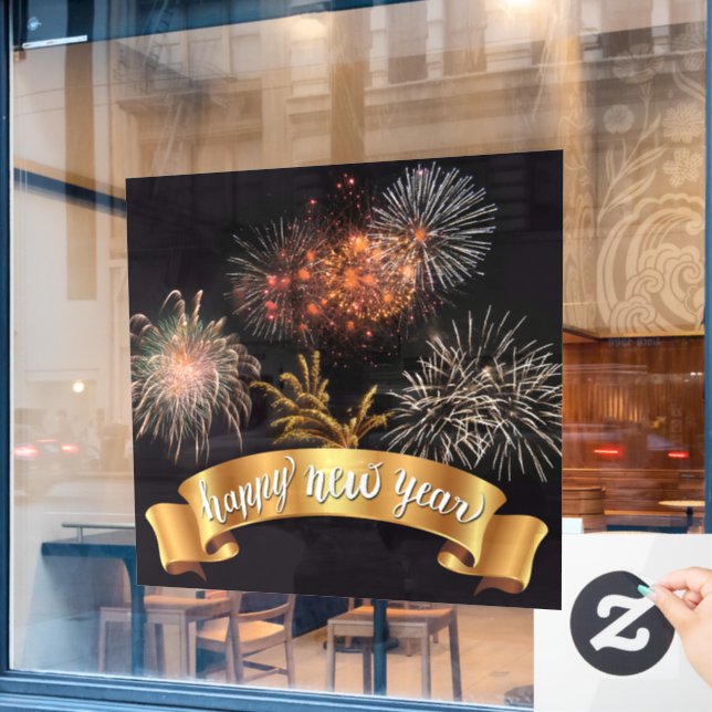 Vinilos Para Cristales Feliz Año Nuevo (Ventana de cafetería)