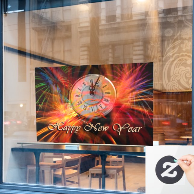 Vinilos Para Cristales Feliz Año Nuevo  (Ventana de cafetería)