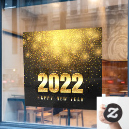 Vinilos Para Cristales Feliz Año Nuevo 2022 Tienda de Negocios Negro Oro