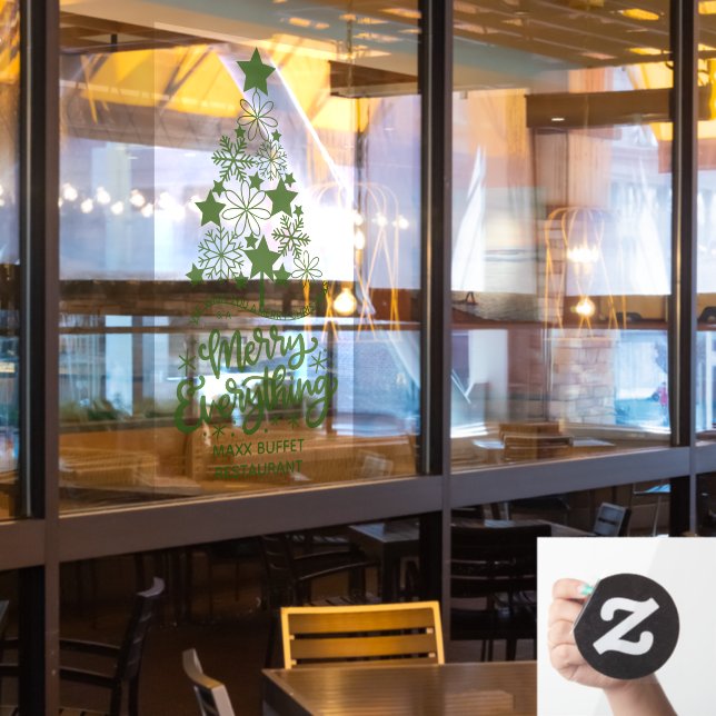 Vinilos Para Cristales Feliz Árbol de Navidad Merry Todo Personalizado (ventana del restaurante)