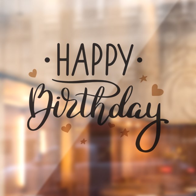 Vinilos Para Cristales Feliz cumpleaños negro y oro (Hoja 2)