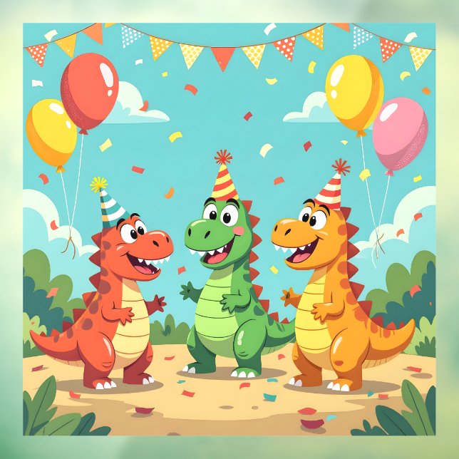 Vinilos Para Cristales Feliz cumpleaños tema de dinosaurios (Hoja 3)