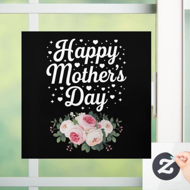 Vinilos Para Cristales Feliz día de la madre cute a mamá floral abuela es (Hogar)