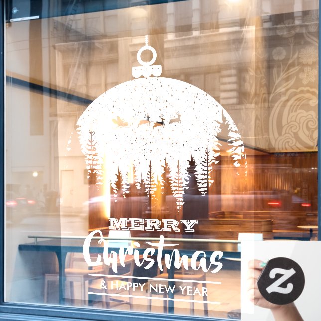 Vinilos Para Cristales Feliz fiesta de navidad en honor a Sleigh Ornament (Ventana de cafetería)