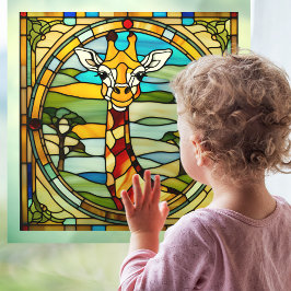 Vinilos Para Cristales Feliz Giraffe Faux StainGlass