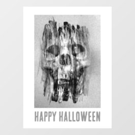 Vinilos Para Cristales Feliz Halloween. Cráneo angustiado