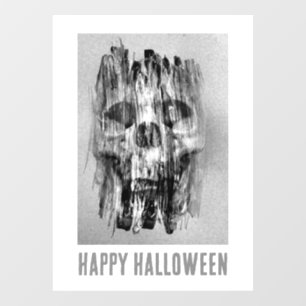 Vinilos Para Cristales Feliz Halloween. Cráneo angustiado