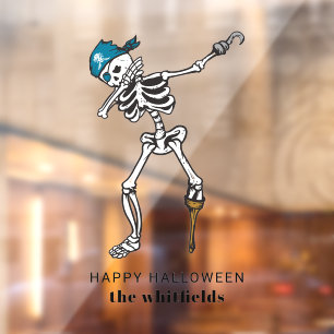 Vinilos Para Cristales Feliz Halloween Dabbing Esqueleto Pirata