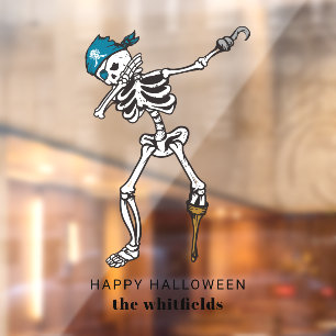 Vinilos Para Cristales Feliz Halloween Esqueleto Pirata Hace Dab Familia