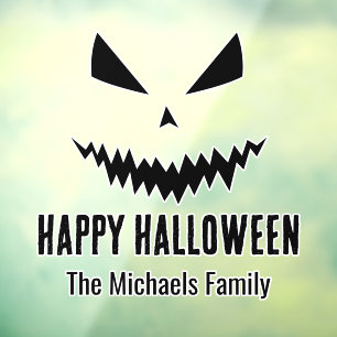 Vinilos Para Cristales Feliz Halloween Jack O'Lantern nombre de la famili