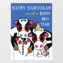 Feliz HaMOOkah Feliz Año de Vaca Adhesivo para Ven