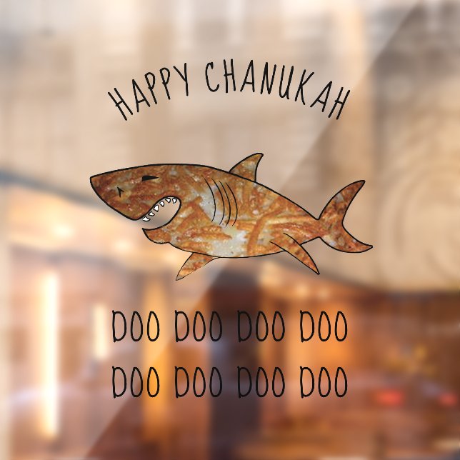 Vinilos Para Cristales Feliz Hanukkah Latke Shark Doo Doo Window Cling (Hoja 2)