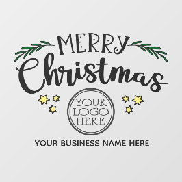 Vinilos Para Cristales Feliz Navidad añade tu logotipo y nombre de la emp