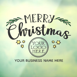 Vinilos Para Cristales Feliz Navidad añade tu logotipo y nombre de la emp