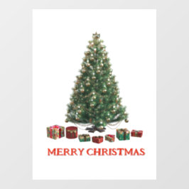 Vinilos Para Cristales Feliz Navidad. Árbol (diseño 1) con regalos