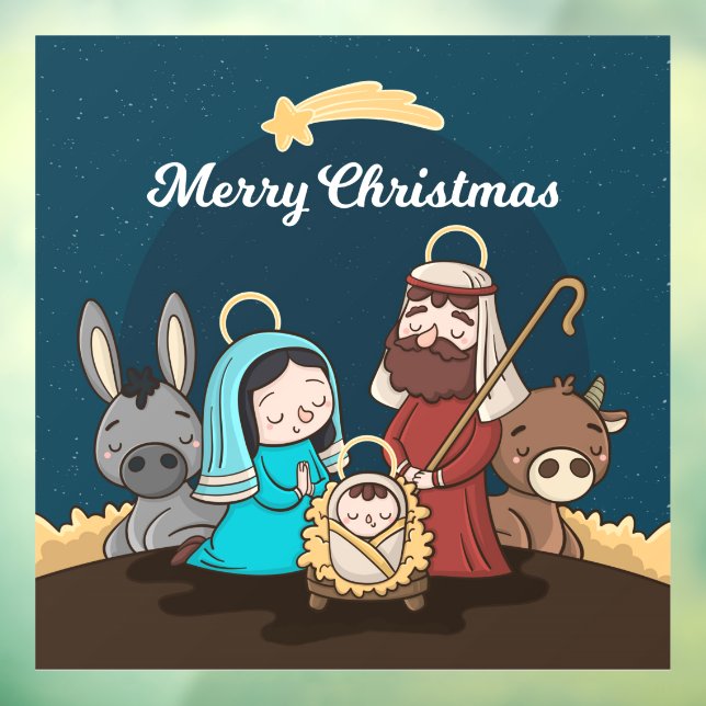 Vinilos Para Cristales Feliz Navidad Bebé Jesús Natividad (Hoja 3)