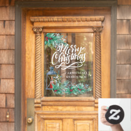 Vinilos Para Cristales Feliz Navidad Caligrafía Lantern Holly Garlands