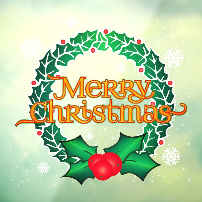 Vinilos Para Cristales Feliz Navidad con guirnalda y copos de nieve (Hoja 3)