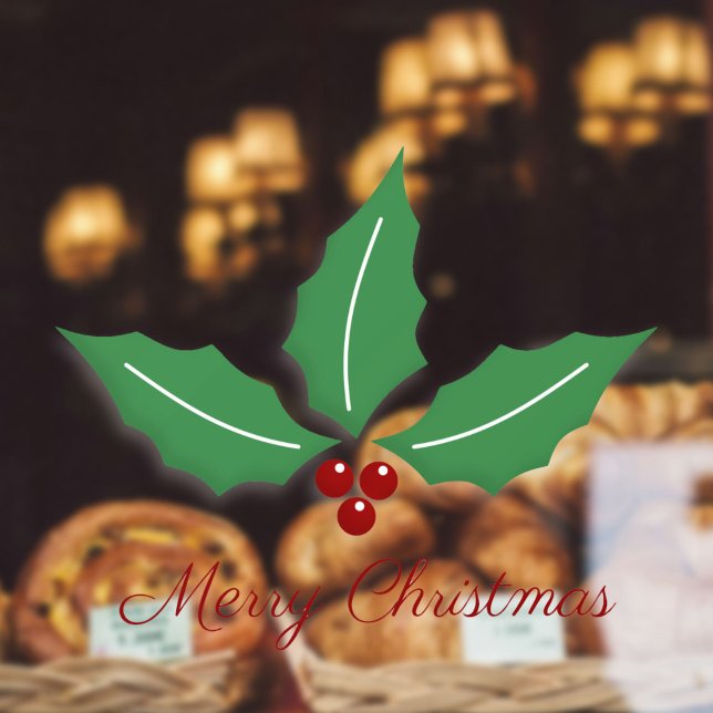 Vinilos Para Cristales Feliz Navidad con Holly (Merry Christmas with Holly Window Cling)