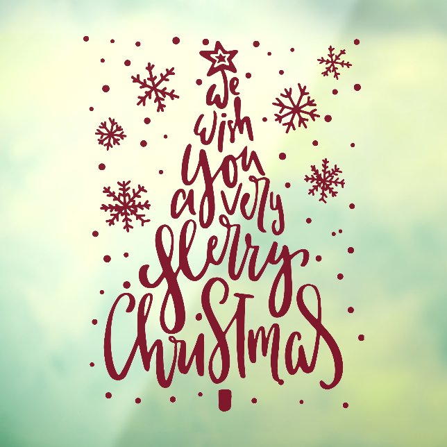 Vinilos Para Cristales Feliz Navidad Copos de nieve caligrafía rústica (Hoja 3)