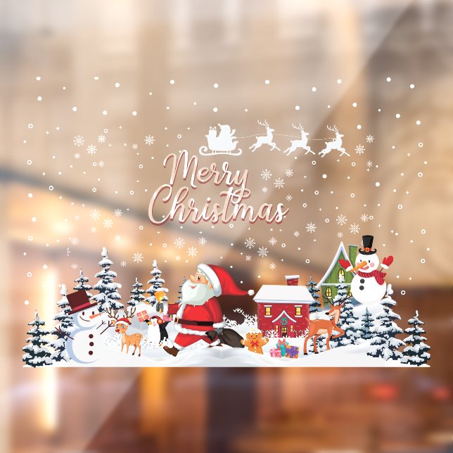 Vinilos Para Cristales Feliz Navidad Copos de nieve, Feliz Año Nuevo (Hoja 2)