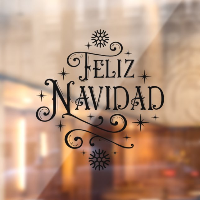 Vinilos Para Cristales Feliz Navidad Español Feliz Tipografía de Navidad (Hoja 2)