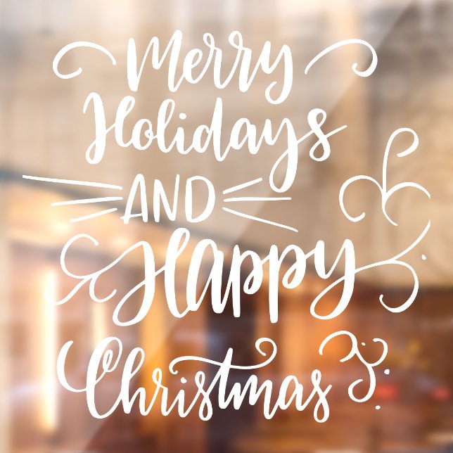 Vinilos Para Cristales Feliz Navidad Felices Fiestas Blancas (Hoja 2)