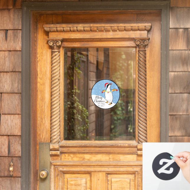 Vinilos Para Cristales Feliz Navidad Feliz Penguin Window Cling (Puerta de casa)