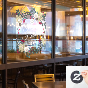 Vinilos Para Cristales Feliz Navidad floral 