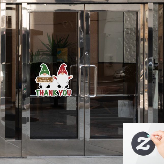 Vinilos Para Cristales Feliz Navidad Gnomes Gracias (Puerta de oficina)