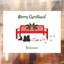 Feliz Navidad Ice Skates Familia Ventana Viento