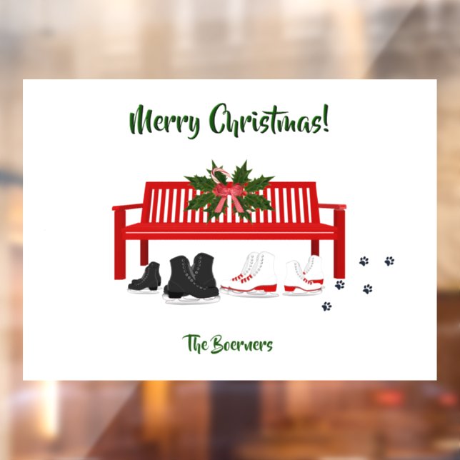 Vinilos Para Cristales Feliz Navidad Ice Skates Familia Ventana Viento (Hoja 2)