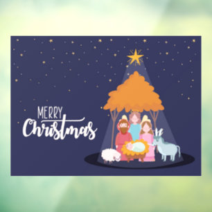 Vinilos Para Cristales Feliz Navidad Jesús Natividad Escena Escenario Llu