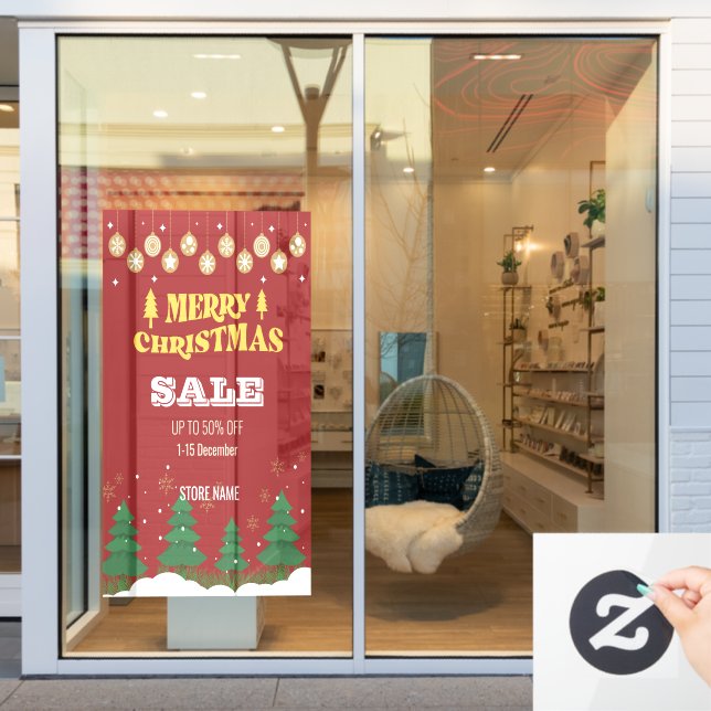 Vinilos Para Cristales Feliz Navidad Pine Tree 50Off Sale Holiday (Ventana de la tienda)
