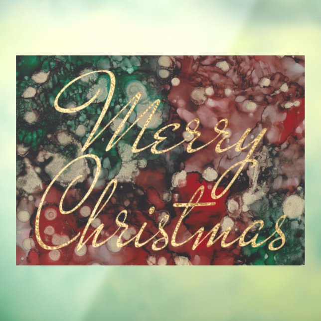 Vinilos Para Cristales Feliz navidad Red Green Gold Window (Hoja 3)
