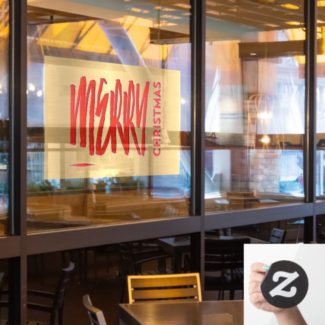 Vinilos Para Cristales Feliz Navidad Rojo Elegante Moderno Artístico (ventana del restaurante)
