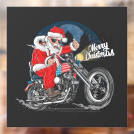 Vinilos Para Cristales Feliz Navidad Santa Biker Ventana Cine
