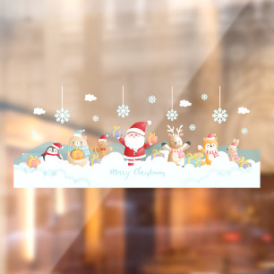 Vinilos Para Cristales Feliz Navidad Santa Claus Con Ayudantes