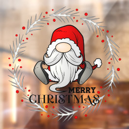 Vinilos Para Cristales Feliz Navidad Santa Claus Gnome Wreath