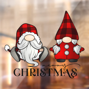 Vinilos Para Cristales Feliz Navidad Santa Señora Claus Gnomos Negocios
