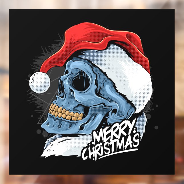 Vinilos Para Cristales Feliz Navidad Santa Skull (Hoja 2)