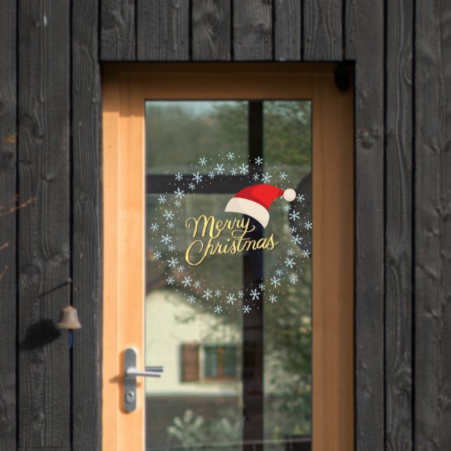 Vinilos Para Cristales Feliz Navidad Snowflake Wreath Door (Merry Christmas Snowflake Wreath Door Window Cling)