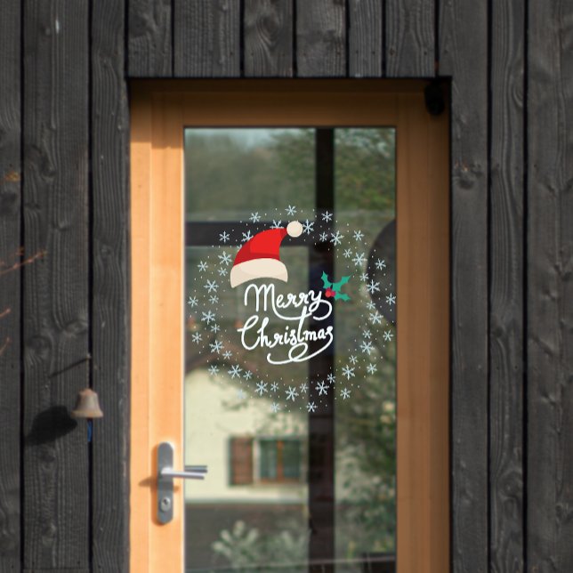 Vinilos Para Cristales Feliz Navidad Snowflake Wreath Door (Merry Christmas Snowflake Wreath Door Window Cling)
