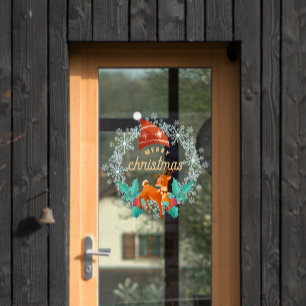 Vinilos Para Cristales Feliz Navidad Snowflake Wreath Raindeer Door