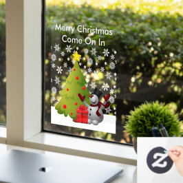 Vinilos Para Cristales Feliz Navidad Snowman Tree Home o Storefront Sm