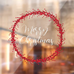 Vinilos Para Cristales Feliz Navidad texto manuscrito wreath Window Cl