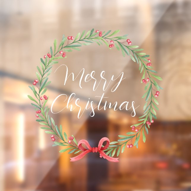 Vinilos Para Cristales Feliz Navidad texto manuscrito wreath Window Cl (Hoja 2)